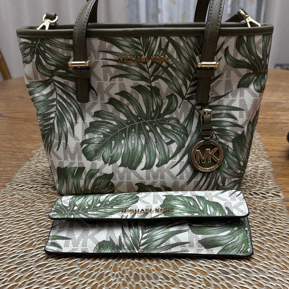 Michael Kors Tropical Green Leaf Tote